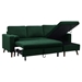 Yellowknife 88" Sectional Storage Sofa Bed - Green Velvet Fabric - Solid Wood Frame - CAB3469