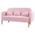 Magnolia 59" Teddy Velvet Pink Two-Seater Loveseat with Three Lumbar Pillows - Gray Beige Fabric - Metal Legs