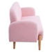 Magnolia 59" Teddy Velvet Pink Two-Seater Loveseat with Three Lumbar Pillows - Gray Beige Fabric - Metal Legs - CAB3471