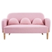 Magnolia 59" Teddy Velvet Pink Two-Seater Loveseat with Three Lumbar Pillows - Gray Beige Fabric - Metal Legs - CAB3471