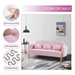 Magnolia 59" Teddy Velvet Pink Two-Seater Loveseat with Three Lumbar Pillows - Gray Beige Fabric - Metal Legs - CAB3471