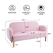 Magnolia 59" Teddy Velvet Pink Two-Seater Loveseat with Three Lumbar Pillows - Gray Beige Fabric - Metal Legs - CAB3471