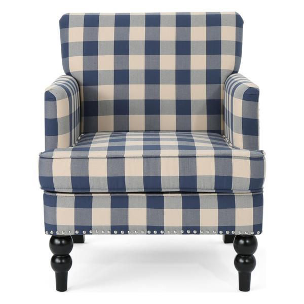 Kalida Tufted Club Chair - Blue Fabric 