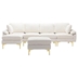 Kingsburg 114" Accent Sofa - White Polyester Fabric - Solid Wood Frame