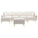 Kingsburg 114" Accent Sofa - White Polyester Fabric - Solid Wood Frame - CAB3480