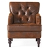 Ridgeview Accent Chair - Harrison Tufted Club - Brown Microfiber - Birch Wood Legs