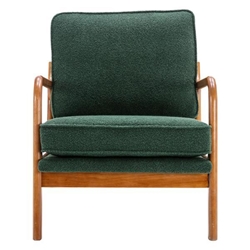 Hortensia Accent Chair - Emerald Boucle - Teak Color Rubber Wood Legs 