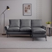 Kaidyne 81" L-Shaped Sofa - Modern Faux Leather with Reversible Chaise Lounge - Dark Grey - CAB3512