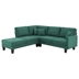 Sutton Ridge 90" Sectional Sofa with Chaise Lounge - Green Terrycloth - Solid Wood Frame