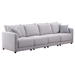 Quincy 111" 4 Seater Sofa with Pillows - Light Gray Linen Fabric - Black Plastic Legs - CAB3517