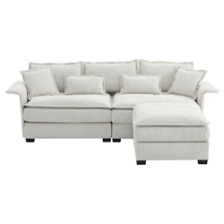 Sawbridge 95" Sectional Sofa with Bentwood Armrests - 4 Seat Reversible - Beige Tech Cloth 