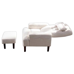 Gemo Boo Recliner with Ottoman - Cream White Fabric 