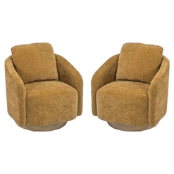 Dovetail Swivel Accent Chair - Mustard Chenille - Nature Rubber Wood Base 