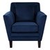 Nordlys Accent Chair - Navy Blue Velvet Upholstery - Solid Wood Frame - Dark Brown Finish Legs