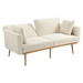 Casa Vita 65" Loveseat - White Teddy Velvet Fabric - Rose Golden Metal Feet - CAB3532