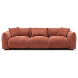 Marston 102 Mid-Century Modern 3-Seater Sofa - Orange Boucle - Solid Wood Frame 