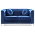 Skyluxe Loveseat - Navy Blue Velvet - Chromed Steel Legs