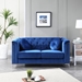 Skyluxe Loveseat - Navy Blue Velvet - Chromed Steel Legs - CAB3546