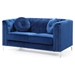 Skyluxe Loveseat - Navy Blue Velvet - Chromed Steel Legs - CAB3546