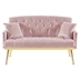 Lyrista 55" 2 Seater Loveseat - Pink Velvet Fabric - Gold Metal Legs