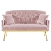 Lyrista 55" 2 Seater Loveseat - Pink Velvet Fabric - Gold Metal Legs - CAB3550