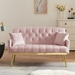 Lyrista 55" 2 Seater Loveseat - Pink Velvet Fabric - Gold Metal Legs - CAB3550