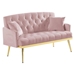 Lyrista 55" 2 Seater Loveseat - Pink Velvet Fabric - Gold Metal Legs - CAB3550