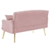 Lyrista 55" 2 Seater Loveseat - Pink Velvet Fabric - Gold Metal Legs - CAB3550