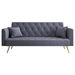 Zennox 71" Convertible Double Folding Living Room Sofa Bed - Gray Velvet Fabric - Golden Legs - CAB3557