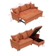 Carmarthen 80" Sofa Bed with 2 Throw Pillows - Orange Corduroy Fabric - Solid Wood Frame - CAB3564