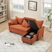 Carmarthen 80" Sofa Bed with 2 Throw Pillows - Orange Corduroy Fabric - Solid Wood Frame - CAB3564