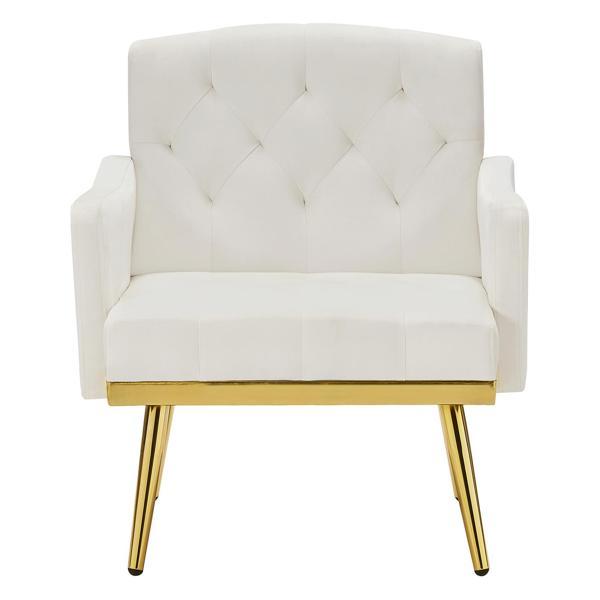 Aerolux Cream White Velvet Armchair with Metal Legs - Gold Finish Legs 