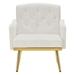 Aerolux Cream White Velvet Armchair with Metal Legs - Gold Finish Legs - CAB3568