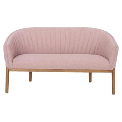 Kalimdor Loveseat - Blush Fabric - Brown Rubberwood Legs 