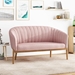 Kalimdor Loveseat - Blush Fabric - Brown Rubberwood Legs - CAB3569