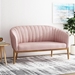 Kalimdor Loveseat - Blush Fabric - Brown Rubberwood Legs - CAB3569