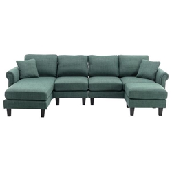 Asterlux 108 Accent Sofa - Emerald Polyester Fabric - Solid Wood Frame 