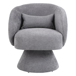 Arlington Swivel Accent Chair - Light Gray Linen Fabric - Wooden Base with 360-Degree Swivel 