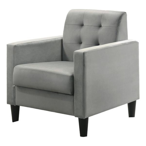 Neroli 27.5" Light Gray Velvet Accent Armchair with Tufting - Light Gray Velvet 