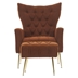 Jardinique Accent Chair with Ottoman - Brown Teddy Fabric - Iron Legs