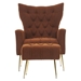 Jardinique Accent Chair with Ottoman - Brown Teddy Fabric - Iron Legs - CAB3590