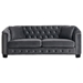 Eveningstar 77" Chesterfield Velvet Sofa - Grey - 3 Seater with Nailhead Trim - CAB3594