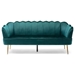 Lachlan 76" 3 Seater Sofa - Teal Velvet - Gold Finish Iron Legs - CAB3600