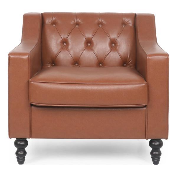 Gideon Club Chair - Light Brown Polyurethane - Birch Wood Legs 