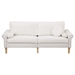 Winston 77" Sofa with Copper Nail Accents - White Velvet - Rubber Wood Legs - CAB3622