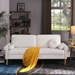 Winston 77" Sofa with Copper Nail Accents - White Velvet - Rubber Wood Legs - CAB3622