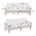 Winston 77" Sofa with Copper Nail Accents - White Velvet - Rubber Wood Legs - CAB3622