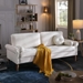 Winston 77" Sofa with Copper Nail Accents - White Velvet - Rubber Wood Legs - CAB3622