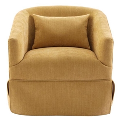 Blossom Hill Swivel Accent Armchair - Mustard Yellow Linen Blend - Metal Frame 