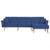 Lyravera 110 Modern Velvet Upholstered Reversible Sectional Sofa Bed - 3 Seat Reversible with Movable Ottoman and Nailhead Trim - Blue